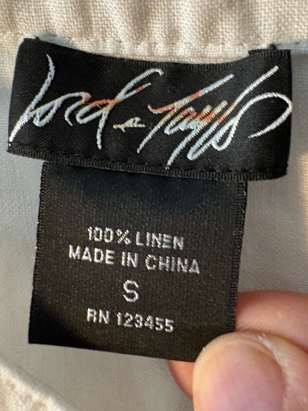 Lord & Taylor White Linen Mandarin Collar Shirt - Picture 5 of 10